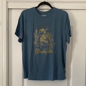 Wrangler Blue Graphic Tee with Yellow Design